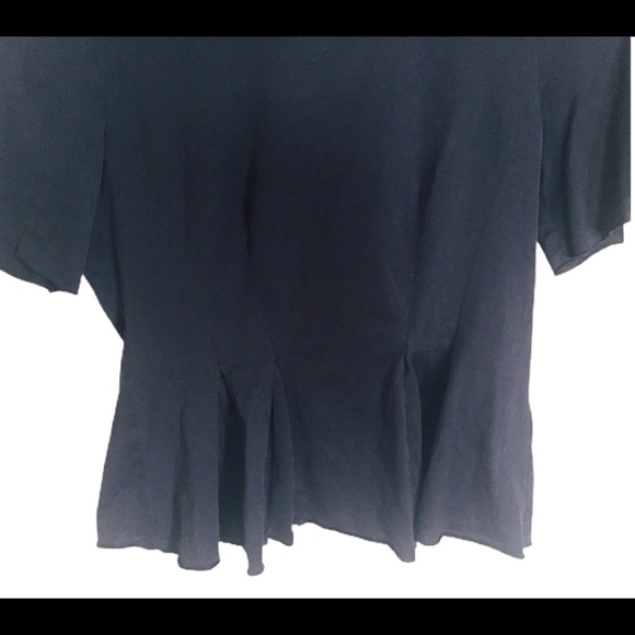 REBECCA TAYLOR Short Sleeve Peplum Bottom Top With Black Back Zip Detail Black S - Picture 9 of 13